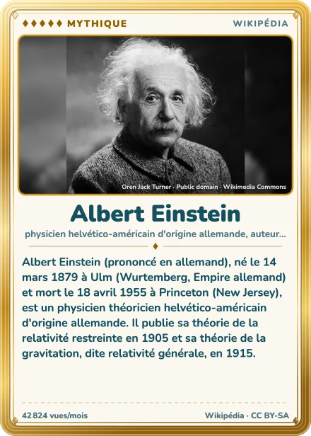 Carte Lexicodex « Albert Einstein », mythique