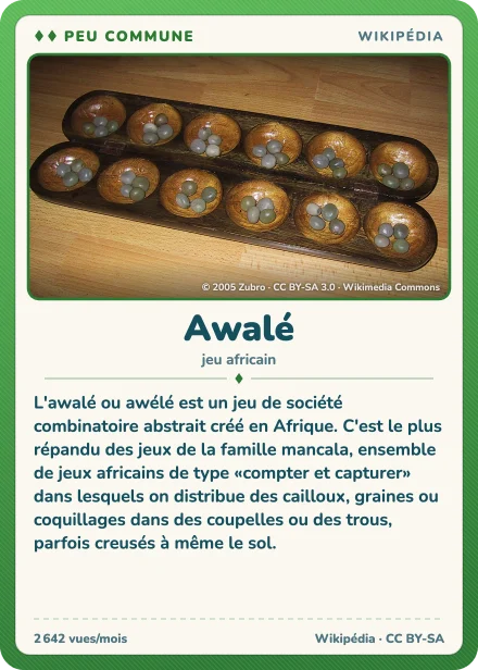 Lexicodex card "Awalé", uncommon