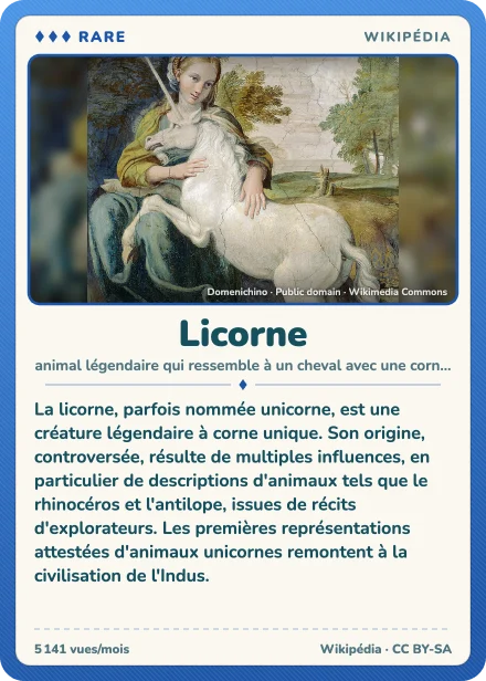 Lexicodex card "Licorne", rare