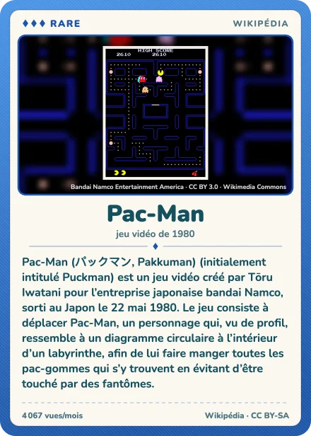 Carte Lexicodex « Pac-Man », rare