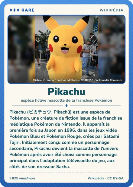 Carte Lexicodex « Pikachu », rare