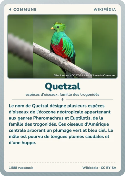 Carte Lexicodex « Quetzal », commune